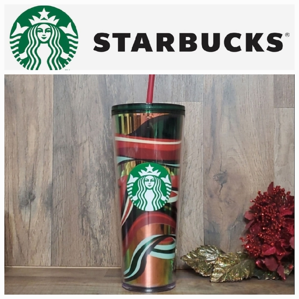💚❤️ Starbucks Winter Holiday 2021 Limited Holiday Green Ribbon Cold Cup BNWT